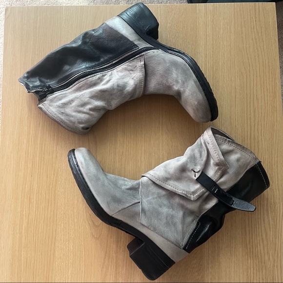 A.S.98 Size 40 (US 9-9.5) Grey Black Leather Boots - Picture 2 of 5